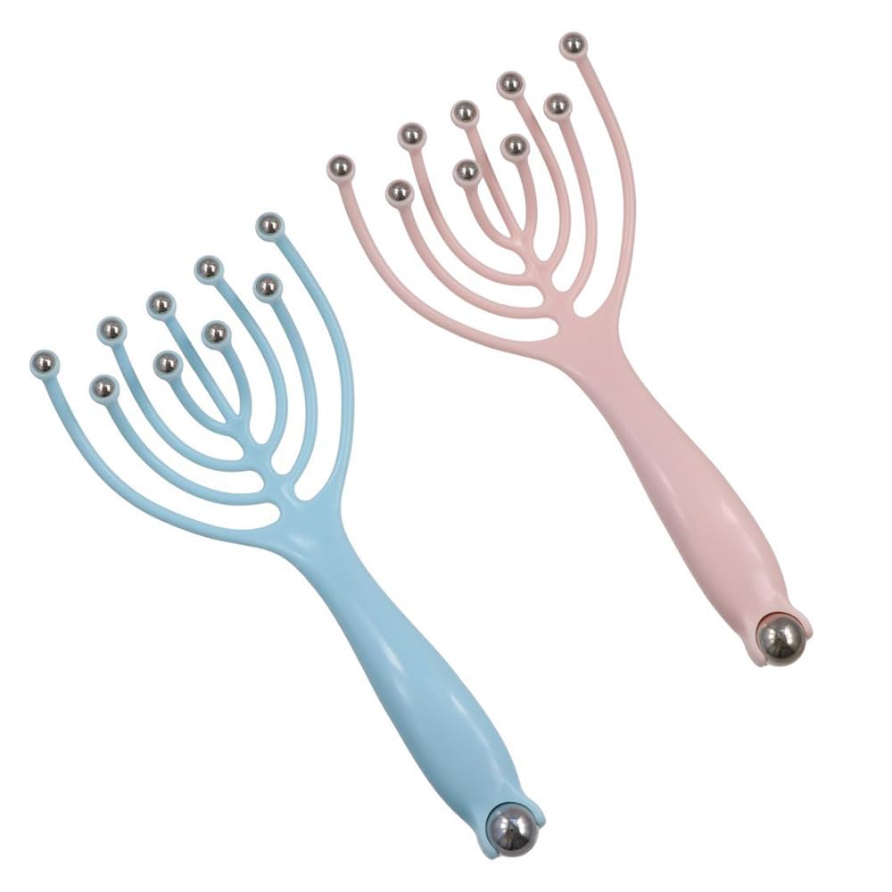 GUEDKIKL 2Pcs Scalp Massager,Handheld Claw Head Massager with Steel Ball Claw Head Grasping Artifact for Deep Relaxation & Stress Reduction in Home Office