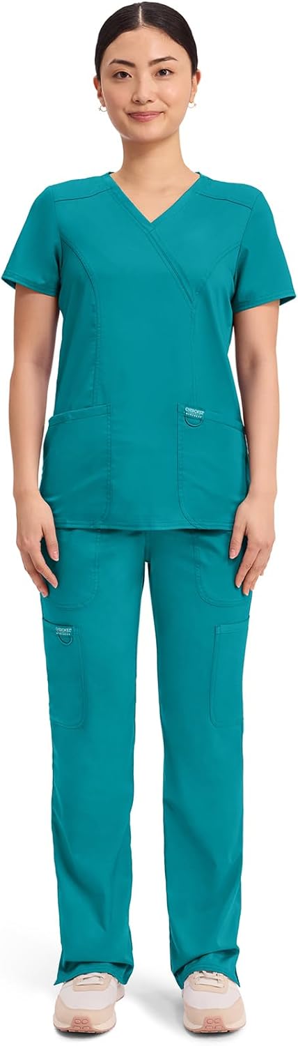 Cherokee Scrubs Top for Women Mock Wrap with 3 Pockets, Soft, 2-Way Stretch & Durable Fabric - WW610 - Image 5