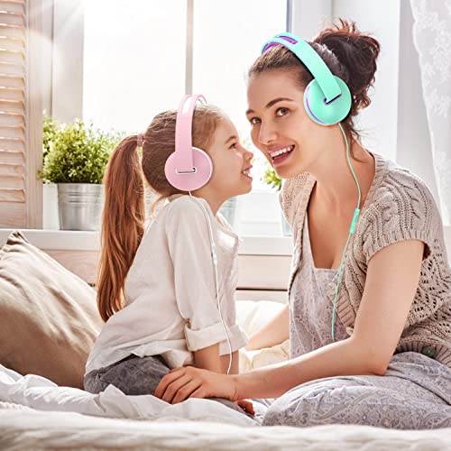 Kids Headphones For School, Volume Control Foldable&Adjustable On-Ear Headphones For Kids Boys Girls, 3.5Mm Jack Stereo Wired Headphones For Phone, Tablet, Kindle, School/Travel Mint #TOP5