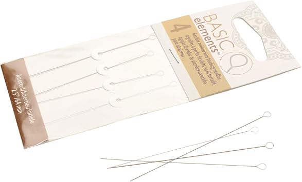 The Beadsmith Basic Elements Twisted Wire Needles 4-Piece Assorted Sizes Flexible Beading Needles Large Round Collapsible Eye Easy to Thread Use for Pearl Knotting and Silk Cord