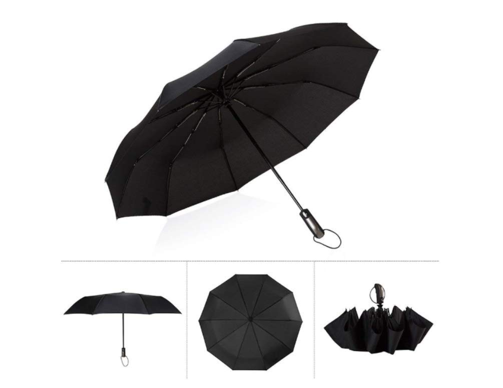 Windproof Travel Umbrella with Teflon Coating,Auto Open Close Lightweight Sun&Rain Umbrella with 10 Rib Construction, Zipper Pouch by E-Zshop4u
