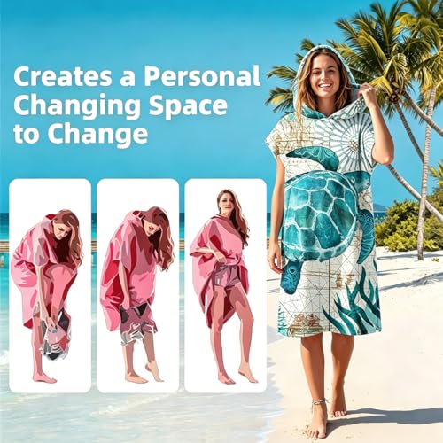 Odot Badeponcho mit Kapuze, Umziehhilfe Strand Drucken Surfponcho, Handtuch Poncho aus Kompakt und Sehr Leicht Mikrofaser, Ultraleicht und Schnelltrocknend, für Herren Damen und Kinder