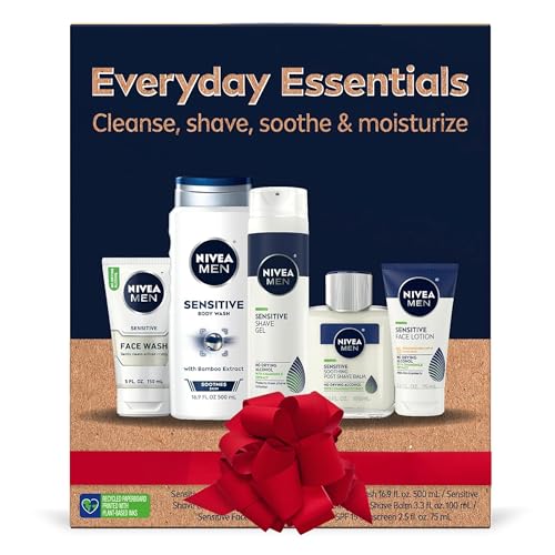 NIVEA-MEN-Sensitive-Skin-Care-Set-for-Men-Face-Wash-5-Fl-Oz-Body-Wash-169-Fl-Oz-Shave-Gel-7-Oz-Soothing-Post-Shave-Balm-33-Fl-Oz-Face-Lotion-SPF-15-25-Fl-Oz