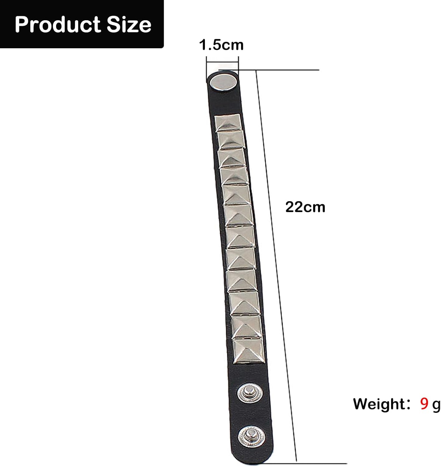 Punk Studded Bracelet Black Leather Rivets Bracelet Adjustable Cuff Bracelet Bangle Punk Jewelry for Men Women Rock Accessories - Image 2