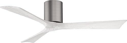 Miniatura 19 de Matthews IR3H-TB-MWH-72 Irene Damp Rated Flush Mount 72" Ceiling Fan with Remote & Wall Control, Silent DC Motor, 3 Matte White Solid Wood Blades