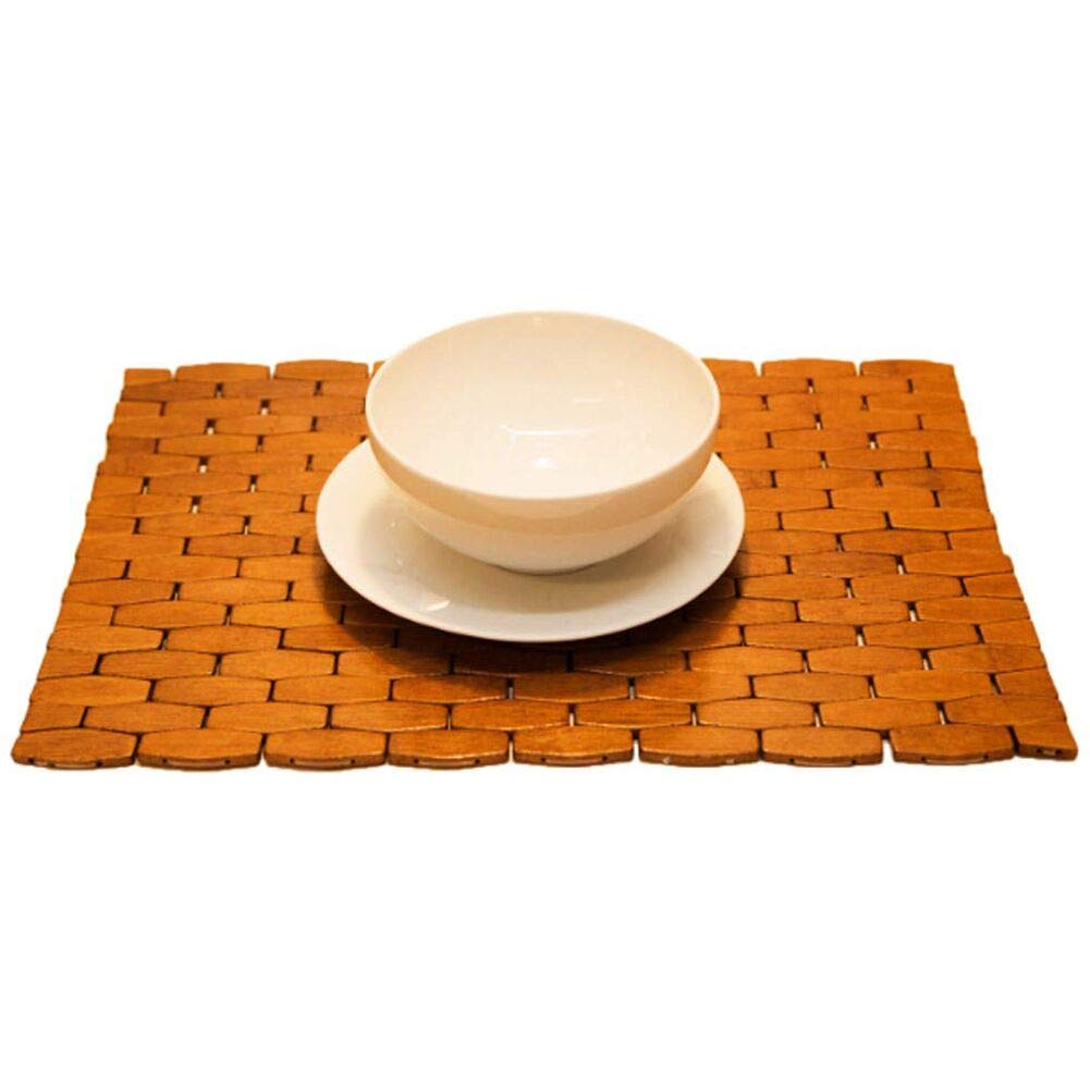 HANKEY Bamboo Place Mats, Dining Mat, Decoration for Table, Heat Insulation Hexagon Natural Color Set of 4 Eco-Friendly