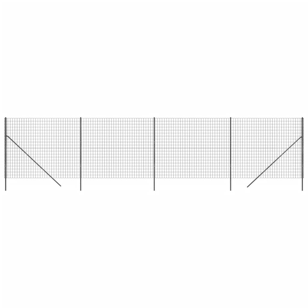 Galvanised Steel Wire Mesh Fence 2x10 m Anthracite PVC Coated Security Garden Barrier for Pet Enclosure and Property Boundary with Posts and Fittings