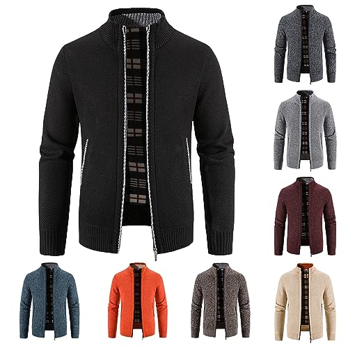 Mens Cardigan Sweater Full Zip Cable Knitted Long Sleeve Shawl Collar Slim Fit Sweaters Workout Knit Cardigans4