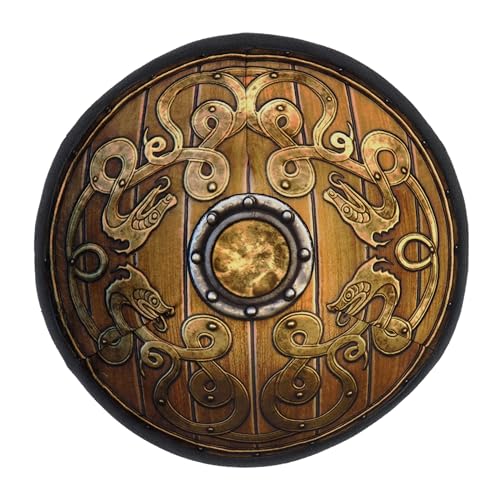 June Garden Little Vikings Soft Plush Shield Pretend Play Viking Warrior Accessory for Kids 11 Round Battle Shield Toy