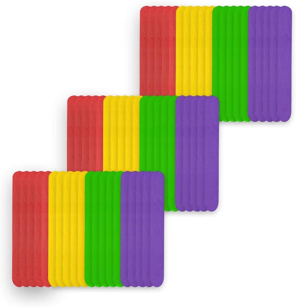 EUROXANTY® Palitos de madera natural | Depresores para talleres | palitos de helados | Palitos de artesanía | Pinzas colores random | COLORES 75 PCS | 150 mm