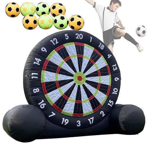 VFMVOYNZ Aufblasbares Outdoor-Fußball-Dartboard, Kick-Dart-Board, großes 10 Fuß hohes Kick-Football-Ziel-Dartboard für den Außenbereich, Hof, Rasen, Familie, 8-teiliger Fußball und Gebläse