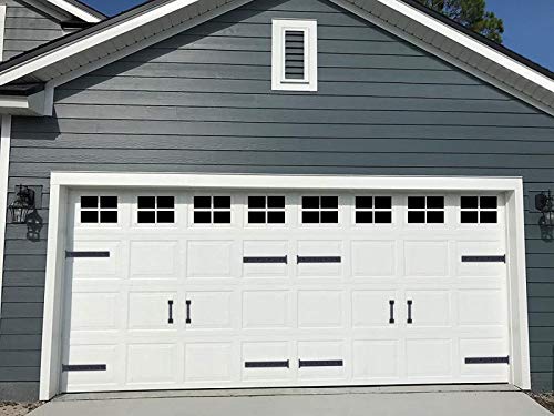 Yogo Magnetic Decorative Garage Door Accents | Faux Hinges Handles Hardware Kit For 2 Car Garage | Black 12Pcs #TOP5