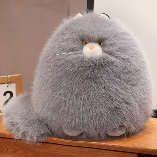 Image of PEACH CAT Fat Cat Stuffed Animal 11.8 inch Big Kitten Plushies Cute Plush Toys Birthday Gifts for Kids Grey