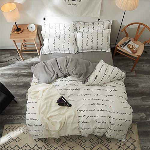 Housse de couette 220x240cm infroissable avec draps et taies d'oreiller