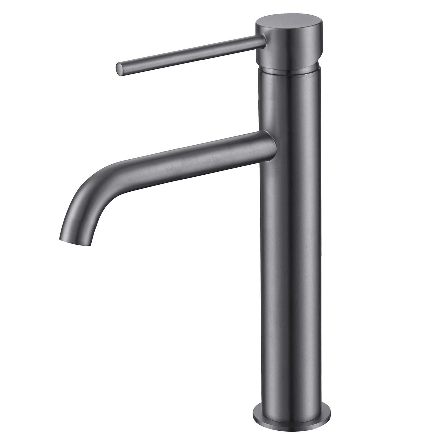 Tia Gunmetal Grey Tall Basin Mono Tap Single Lever Swivel Handle Tall Basin Mixer Sink Tap
