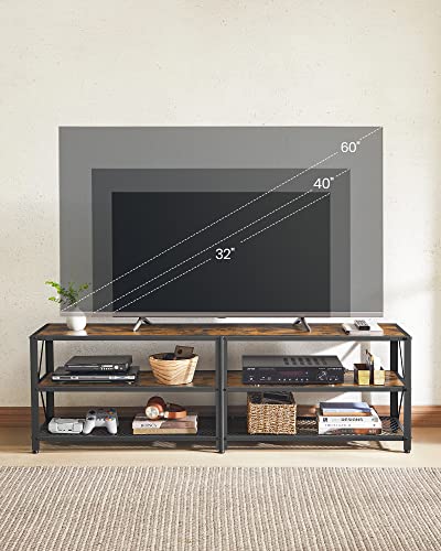 Vasagle Tv Stand, Tv Console For Tvs Up To 70 Inches, Tv Table, 63 Inches Width, Tv Cabinet With Storage Shelves, Steel Frame, For Living Room, Bedroom, Rustic Brown And Black Ultv095B01 #TOP7