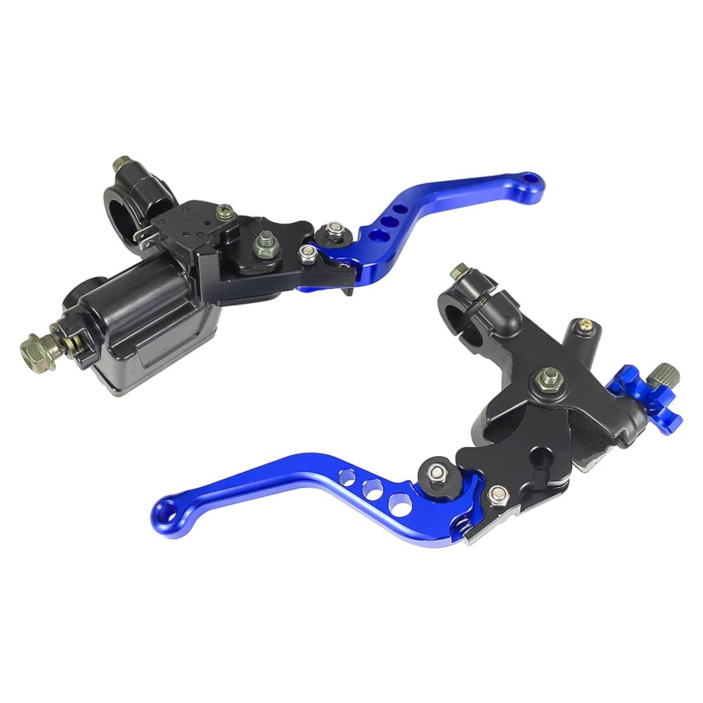 Levier d'embrayage Universel 7/8" 22mm Maître-Cylindre Pompe de Frein Réglable Compatible avec Yama-ha Polaris Suzuki Kawa-saki Honda Moto (bleu)