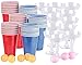 infactory Party-Feier-Saufspiele: Trinkspiel-Set für Bier- und Prosecco-Pong, 60 Becher, 12 Gläser (Beerpong)