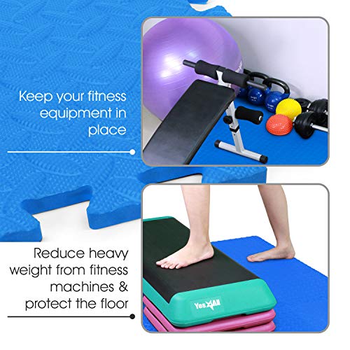 Yes4All Interlocking Floor Mats – Foam Floor Mats/Gym Floor Mats with EVA Interlocking Tiles (24 Square Feet – Blue – 6 Tiles) - Thumbnail 4