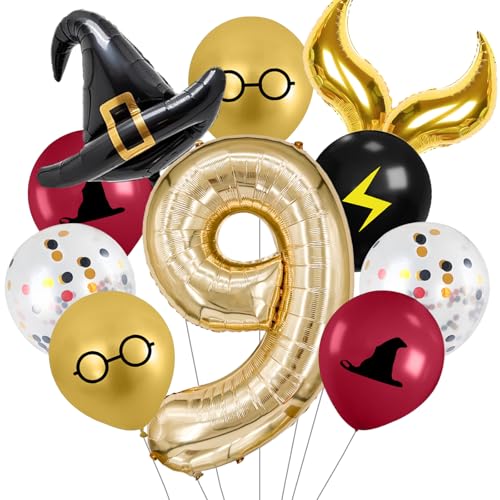 Zailo 40-Inch Number Sparkle Magic Balloons Mystic Wizard Themed Party Decorations Sparkle Wing Ball Balloons for Magic Themed Birthday Baby Shower Party Supplies (Number 9)