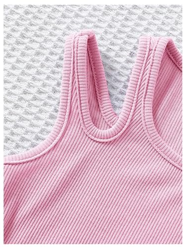 Milumia Girl's 4 Pack Rib Knitted Asymmetrical Neck Sleeveless Fitted Basic Tank Tops4