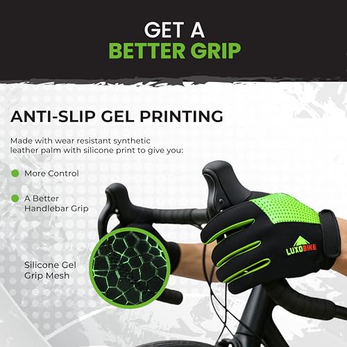 image for LuxoBike Bike Gloves for Men Women with Anti-Slip Shock-Absorbing Ridi