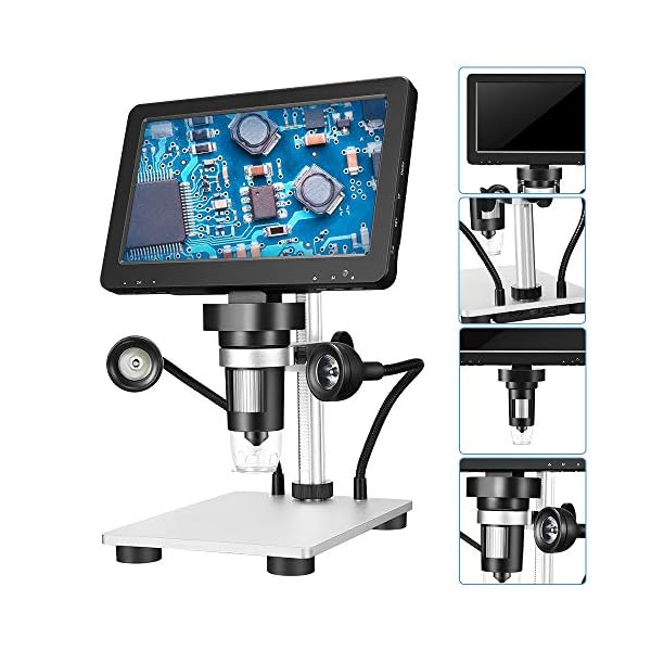 Digital Mikroskop, Kacsoo LCD Digitales Mikroskop 1200X 7''HD-Bildschirm 12MP Kamera 8 LED-Licht Professionelles… – Bild 5