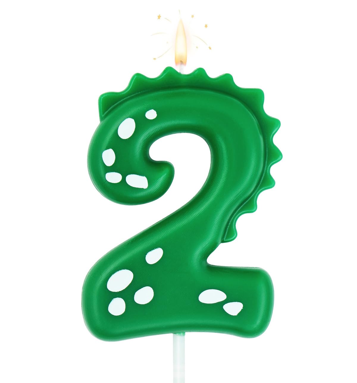 Eusbon Verde Birthday Candle 2 For Cakes, 7Cm Big Size Dinasour Number Candle For Cake Decoration, Dinasour Theme Forest Theme Birthday Party, Green