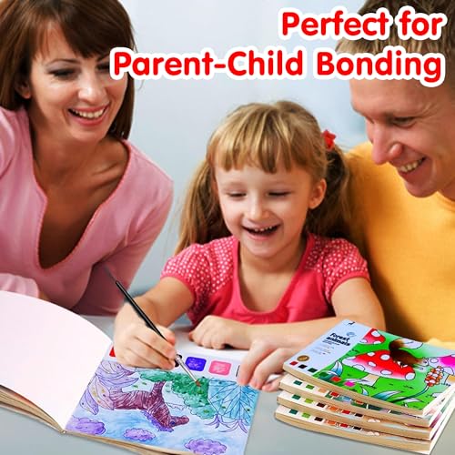 Image of Kidology Water Color Book for Kids - 20 Sheet Reusable Painting Book with Brush | Montessori Educational Art & Craft Set | Watercolor Activity Book Gift Kids (Forest Animal Theme)