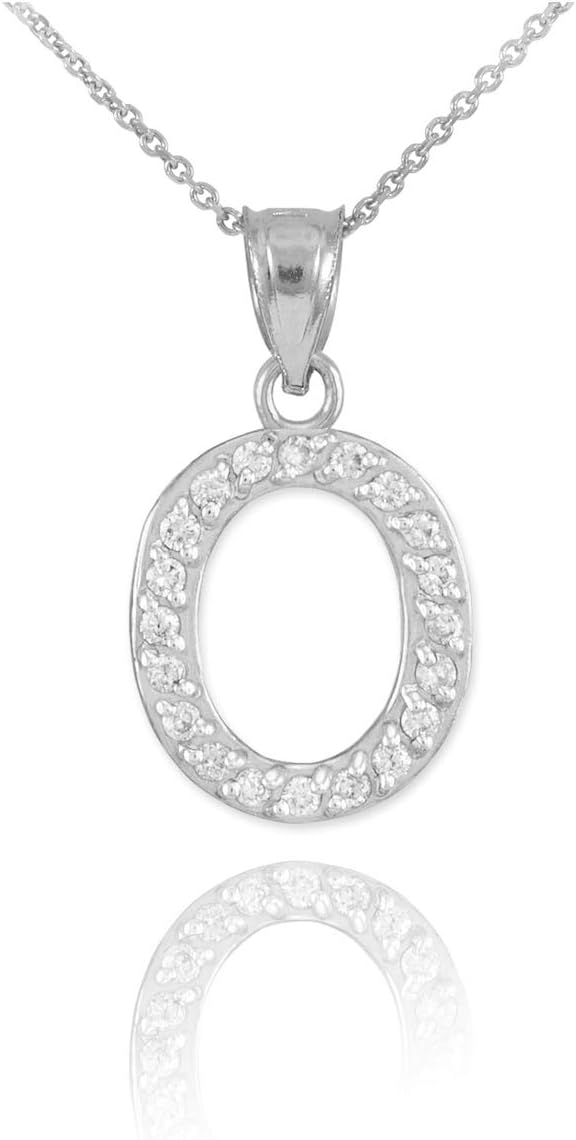 Fine 925 Sterling Silver CZ-Studded Initial Letter "A-Z" Pendant Necklace