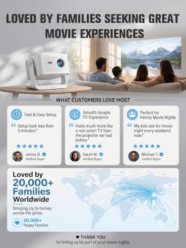 Image of 【Official Licensed Google TV】4K Smart Projector with WiFi and Bluetooth, VOPLLS Outdoor Projectors with Dolby /Auto Focus, Portable Movie Phone Wireless Gaming Wifi Proyector for Bedroom /Home /Celling