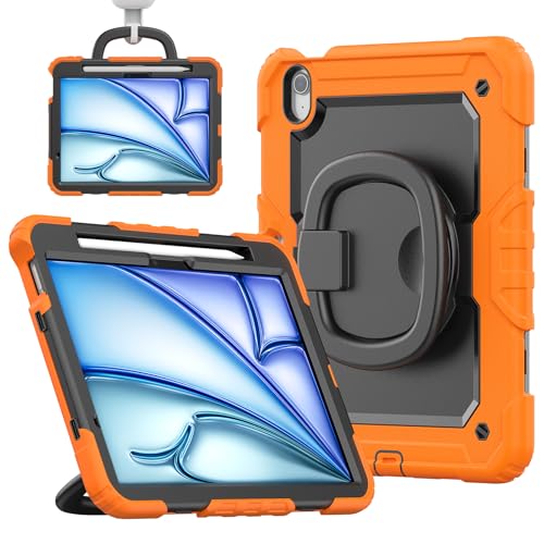 Étui iPad Pro 11 M4 2024 coque orange et noir avec poignée