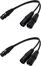 2Pcs XLR Splitter Cable, Microphone Y Cable XLR Female to Dual XLR Male 3 Pin Jack Splitter Audio Adapter Cable, Copper OFC Jack Zinc Alloy Cable (1 Female to 2 Male, 30cm)