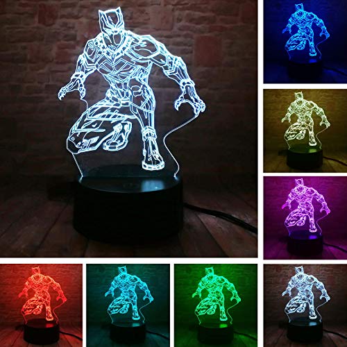 Preisvergleich Produktbild Marvel Avengers Nachtlicht - Black Panther Tischlampe - Marvel Superhero Actionfiguren - Smart 16 Farbwechsel LED RGB Jungen Mann Schlafzimmer Dekor - Kinder Kinder Weihnachten Spielzeug Geschenke