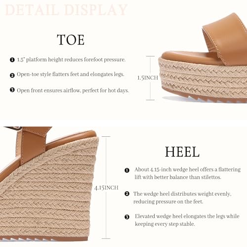 Image of VICKI.VICKI Women's Platform Sandals Wedge Ankle Strap Open Toe Sandals