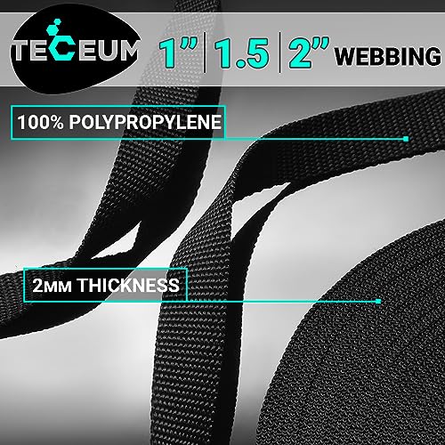 Image of TECEUM 3 /4 inch & 5 /8 inch & 1 inch & 1.5 inch & 2 inch Webbing - 10 25 50 Yards - 40+ Colors - Heavy Duty 1 Inch 1.5 Inch 2 Inch Backpack Straps - Webbing for Outdoors Indoors Crafting DIY