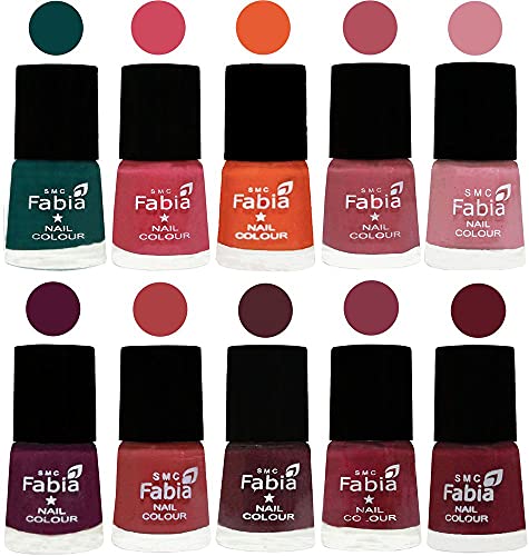 Image of ALL IN ONE (PACK OF 10), Long Lasting Glossy Nail Polish, 6 ml Each, All Vibrant Colours,02102