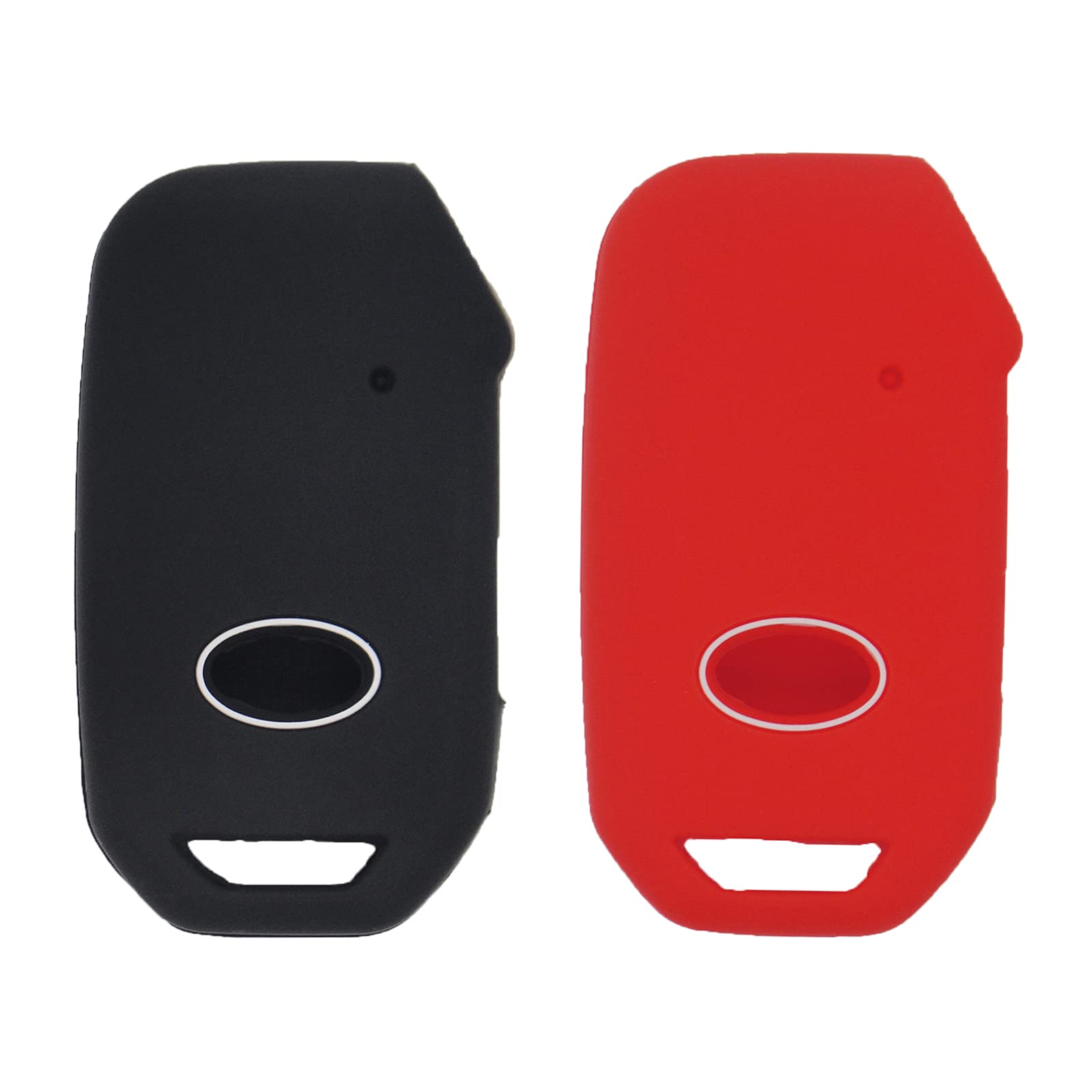 LemSa 2Pcs Rubber Silicone Key Fob Cover Remote Keyless Protector Bag Holder for KIA 2021 2020 2019 Telluride Seltos Soul Forte GT EX Sportage Sorento Cerato Niro 95440-S9000 95440-Q5000, Black Red