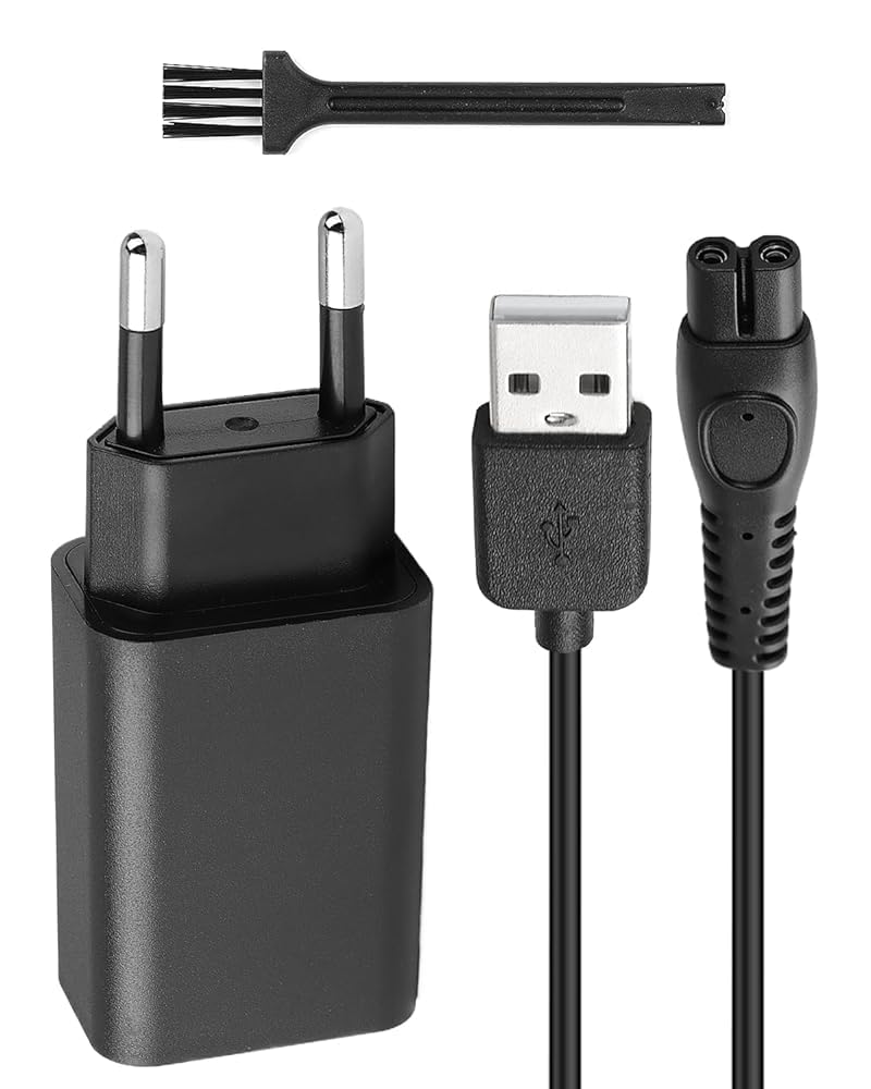 Caricabatterie 5V 1A Compatibile con Rasoio Philips OneBlade QP2724 QP2734 QP2824 QP2834 QP4631 MG9530 MG7910 MG5910 S7887 S5898 PQ888 PQ889 Cavo USB 1M Alimentatore Sicuro Portatile Viaggio