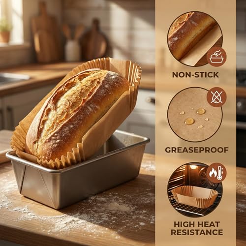 Image of Loaf Pan Liners, 160Pcs Bread Pan Liners for Baking Bread 9x5, 9.5 x 5 Inch, Food Grade, Oil Proof, Heat Resistant, Non-Stick Disposable Parchment Paper for Oven, Air fryer, Pans, Baking