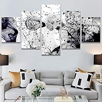 SIGNWIN 5 Panel Canvas Wall Art Modern Art Abstract Contemporary Edgy Mixed Media Multicolor Patterns for Home Decorations Ready to Hang - 60