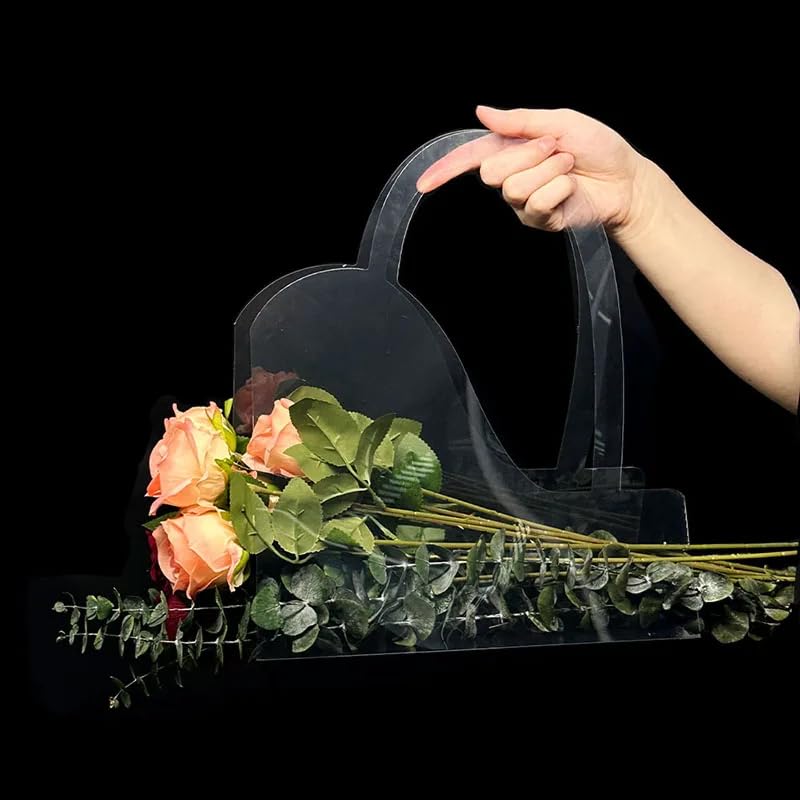 Image of OasisTransparent Gift Bag, 10pcs, Foldable, Empty, Decorative, Reusable, 30x35 cm, Multipurpose Birthday, Anniversary, Wedding, Return Gifts Hamper Packaging Transparent Curvy Bag