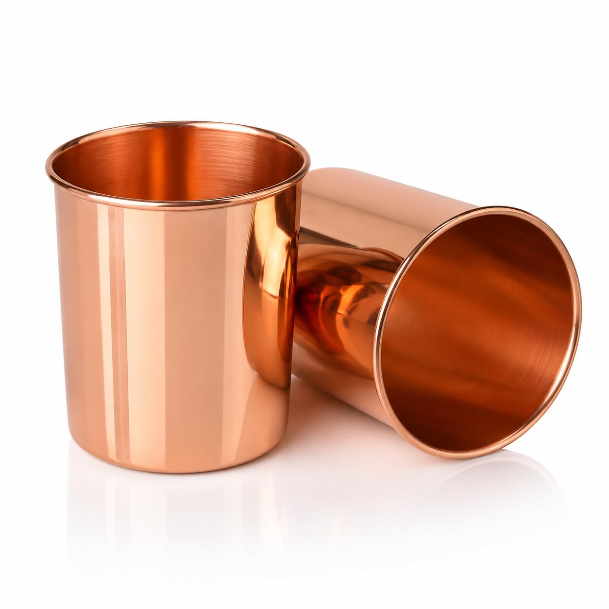 SHYAMVUN Pure Copper Cups 300ml Pack of 2 | Ayurveda Water Glass Tumblers | Handcrafted Copper Drinking Glass for Daily Use | Traditional Copper Utensils for Home Kitchen