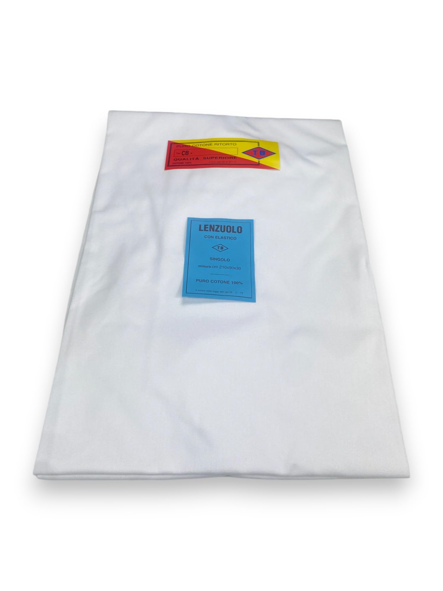 Lenzuolo con elastici TB Poirino in cotone ritorto, adatto a materassi super alti fino a 30 cm - 3 misure - Cm. 90x210x30
