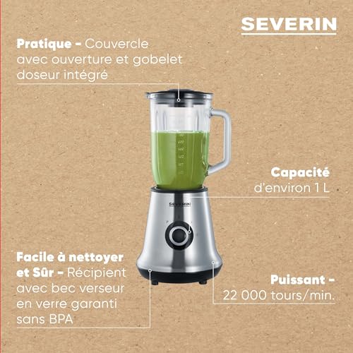 Blender SEVERIN SM3734 Bol en verre 1 2 vitesses + fonction pulse Inox - vue 8