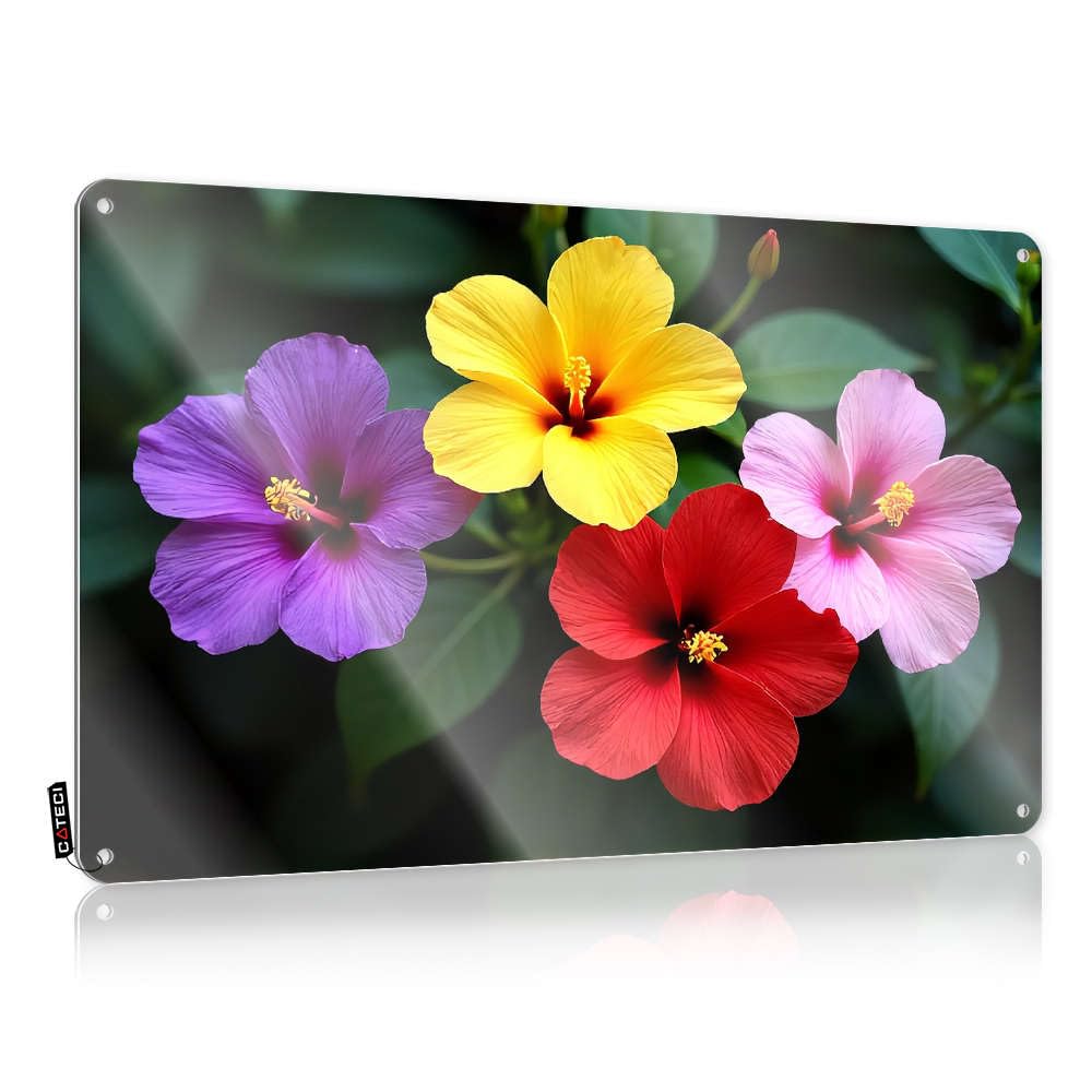 Sujd Colour Poster Tapestry Wall Art - Four Colorful Flowers In Bloom. Personalized Name Stunning Retro Style Decoration For Outdoor(30X40cm)