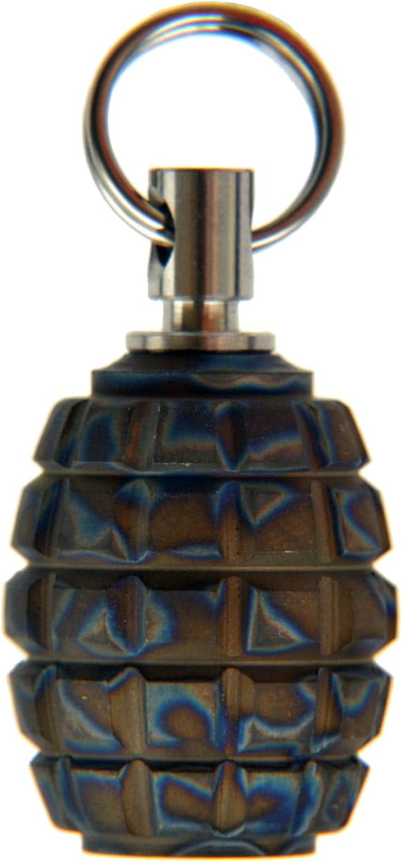 Knife Lanyard, Necklace Pendant, Charms, Knife Pendant, Titanium TC4 Barrel Shape Grenade Texture for EDC 550 Paracord DIY Accessories, MGQK (Flame Texture)