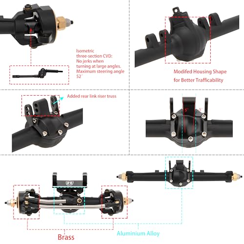MEUS RACING Nylon TRX4M Axles with Isokinetic 3-Section CVD for Traxxas TRX4M Bronco/Defender/High Trail K10/ F150 1/18 RC Crawler Upgrade, +5mm Widened and 52° Max. Steering Angle
