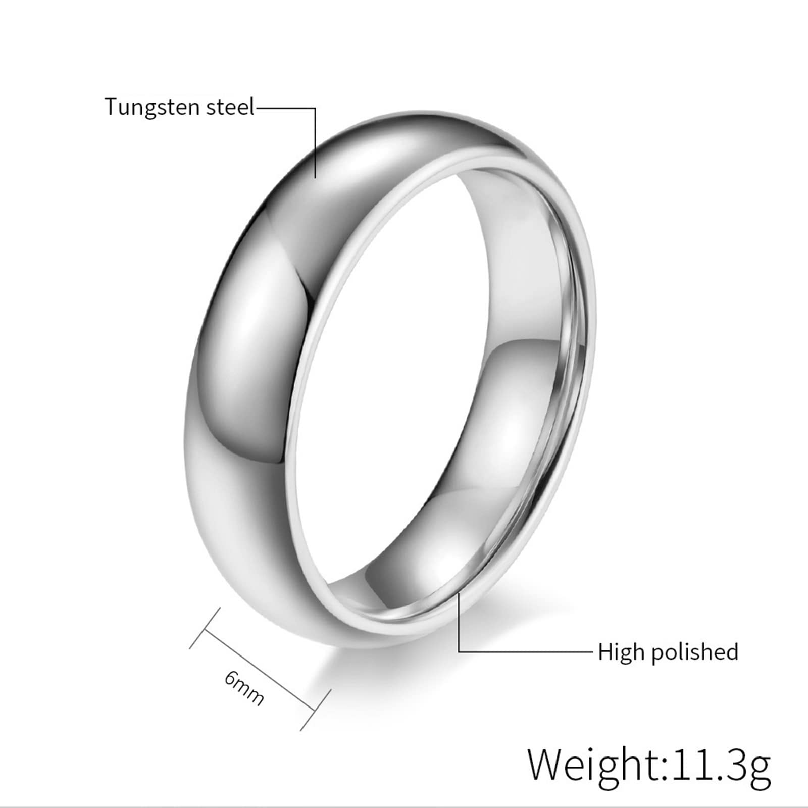 KnSam Partner Kette in Wolfram, 6MM Ring Anhänger Poliert Gravur Ich Liebe Dich Pärchen Kette für 2, Silber, Damen 54 Herren 62, 60cm & 50CM Länge