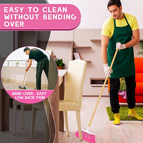 Hoolerry 6 Pcs Heavy Duty Broom Soft Sweep Broom 50'' Garage Broom Magnetic Action Broom Kitchen Broom For Courtyard Garage Lobby Shop Home Kitchen Office Floor #TOP2